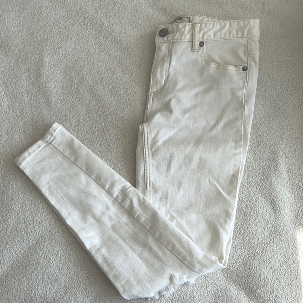 Free People White Ripped Skinny Jeans